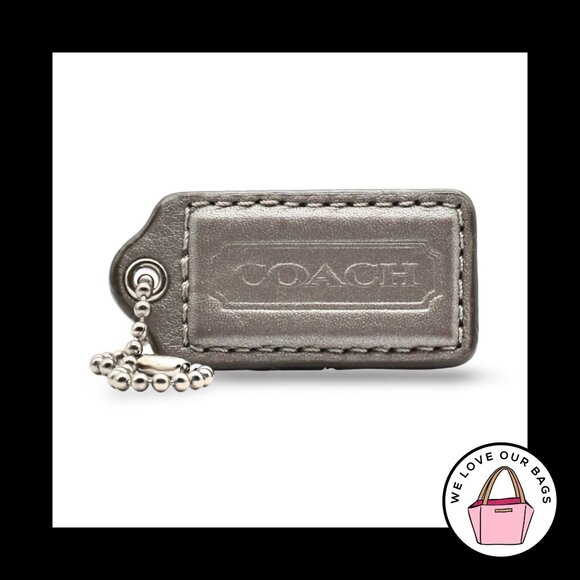 2" Medium COACH Gray Smooth Leather Nickel Key Fob Bag Charm Keychain Hang Tag - Picture 1 of 1